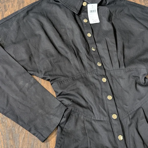 Black Button-Up Jumpsuit - Picture 3 of 8